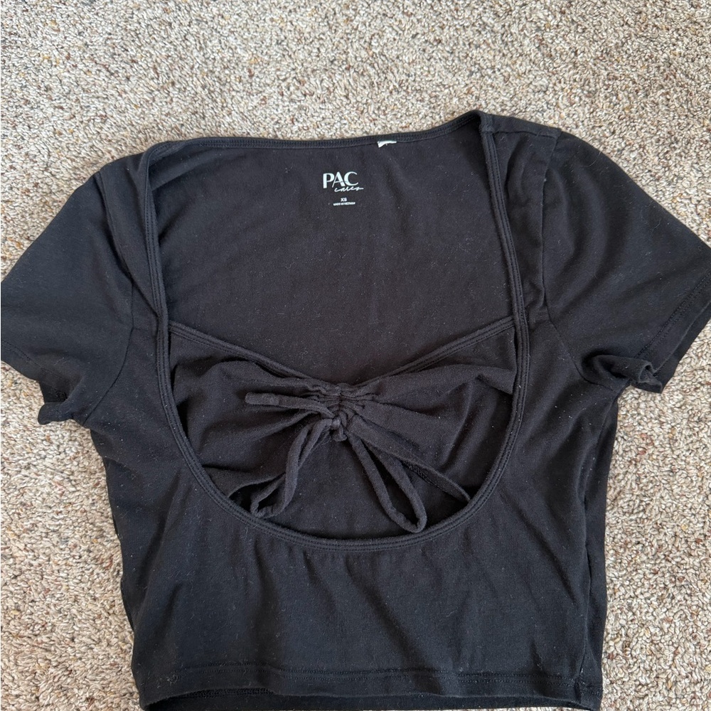 PacSun Black Crop Top with Bow Accent